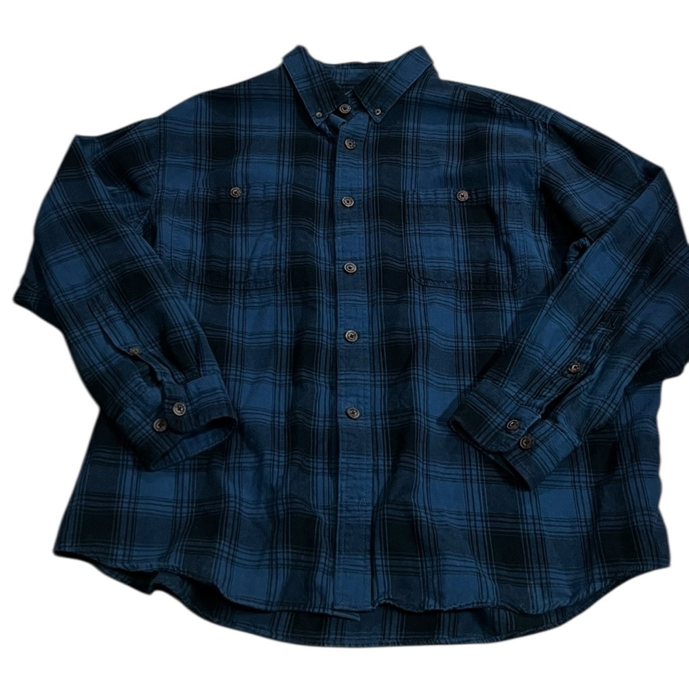 Duluth Trading Co Men’s 2XL Relaxed Fit Blue Plaid Flannel Shirt